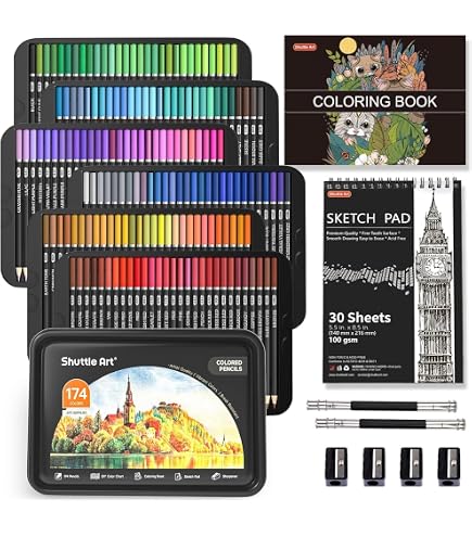 Lot De 80 Crayons De Couleur Pour Adultes HIFORNY - 72 Crayons + Carnet + Accessoires Complets