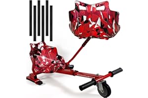 OST STORE OST Hoverkart Attachment Go Kart Seat Accessories For 6.5 8 10 Electric Self Balance Boards Kids Go Cart is Extendable to Adult Length Hoverkart Frame Straps Buggy Bundle (Red Camo 6pcs strap)