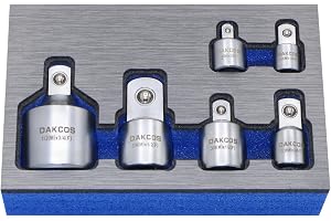 DAKCOS 6-delade hylsa adapter, fyrkant 1/4" 3/8" 1/2" 3/4", socket adapter