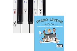QMG Pegatinas para piano y teclado y lecciones completas de música de piano y libro de guías; diseñadas e impresas en Estados Unidos.