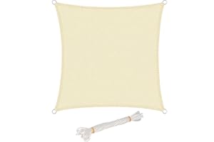 WOLTU Toldo Vela de Sombra Cuadrado 2x2 m HDPE Transpirable Prevención Rayos UV Solar protección 85% Resistente y para Jardín, Patio, Exteriores Arena, Crema