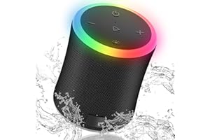 BESNOOW Portable Bluetooth Speaker Stereo Pairing, IPX7 Waterproof Wireless Speaker with HD Loud Stereo Sound, 8H Playtime Bluetooth Speakers, Bluetooth 5.3, RGB Lights, Outdoor Speaker for Party