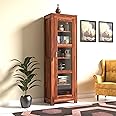 BAGARI ARTS Wood Book Shelf with Glass Door, Bookshelf for Home Library, Crockery Cabinet, Kitchen Cabinet Storage, Books Rack,Book Stand,BookCases,Shelves, Honey