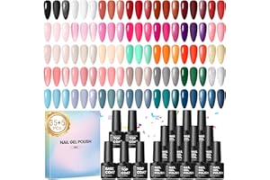 COSCELIA 40Pcs Vernis Semi Permanent Kit, 35 Couleurs Rouge Blanc Nude Noir Pailleté Vernis Gel UV Semi Permanent + 1 Base Coat＋4 Top Coat, UV/LED Vernis à Ongles pour DIY Kit Manucure