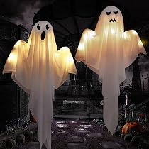 Luces Fantasma Colgantes Para Halloween KOMEIYL - 2 Unidades, Blanco, Luces LED, Ideales Para Decorar Patio, Ventanas O árboles