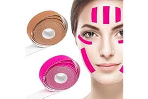 LEIKEDUN 2 Stück Face Lifting Tape, Wrinkle Schminkles, Anti Wrinkle Patches, Lifting Tapes Gesicht Kinesiotapes Myofasziales Gesichtstraffungsband Physio Tape Sport Tape für Straffung der Haut, 2,5 * 500 cm