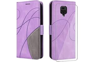 UKECASE Funda con Protector para Xiaomi Redmi Note 9 Pro/Redmi Note 9S, Carcasa Libro de Premium Cuero PU Suave Tapa con Ranura para Tarjetas Color Púrpura