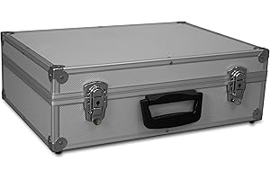 GORANDO® Transport-Koffer in silber mit Aluminiumrahmen für Werkzeuge, Kamera, Messgeräte | Schaumstoff-Auskleidung | 10kg belastbar | 440x300x130mm