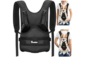Pawaboo Haustier Rucksack Front Hund Tragetasche, Beinen heraus Rucksäcke Haustier, Verstellbar Hunderucksack für Klein Mittler Hunde Katzen für Reisen Wandern Radfahren Camping, XL, Schwarz