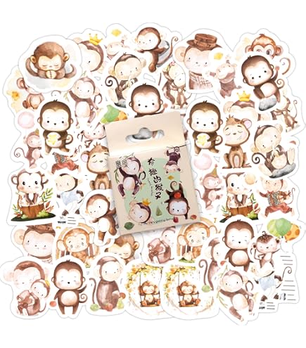 thumbnail image 2 of 55 Pcs Curious George Monkey Storybook Cartoon Vinyl Waterproof Stickers For Water Bottle Laptop Motorcycle Skateboard Phone For Teens Adults For Birthday Party Gift Decorative Supplies Favors 2 of 11
