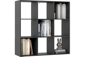 HOMCOM 3 Tier Bookshelf, Modern Cube Bookcase with 9 Open Storage Compartments, Freestanding Display Storage Unit for Living Room, Bedroom, Study, Black