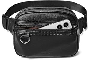 Leresas 2L Fanny Packs for Women Men Cross Body Belt Bag Vegan Leather Bum Bag Waist Pack Waist Bag Travel Hiking Running, Black, 8 inches x 2.75 inches x 5 inches, Trendy Fanny Pack