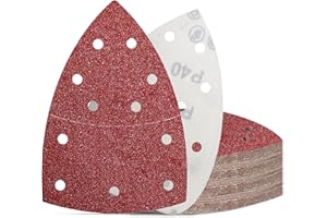 KONGMING 50 Pcs Mouse Sanding Pads 40 Grit 11 Hole Detail Sander Paper for Multi Electric Sander