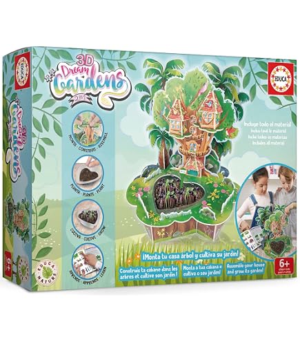Educa 3D Dream Garden 2in1 Castillo - Costruisci Un Castello Di Cartone E Coltiva Un Giardino In Casa - Dai 5 Anni