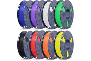 SUNLU Set di filamenti per stampante PETG multicolore 1,75 mm,confezionati singolarmente sottovuoto,0,25 kg per bobina,8 confezioni (nero+bianco+rosso+azzurro+verde+giallo+giallo sole+viola lavanda)