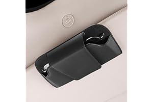 HODFID Car Sunglasses Holder Storage | Glasses Holder for Car Sun Visor | Leather Sunglasses Case Car Storage Box | Anti-Scratch Car Sun Visor Eyeglasses Holder Case Car Accessories