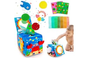 GENERISCH beetoy Montessori Sensorik Baby Tissue Spielzeug, Seidentücher Baby, sensorische Textur Baby Ball,rassel, Babyspielzeug für die frühe Gehirnentwicklung, 0 3 6 12 Monate Babyspielzeug Neugeborene