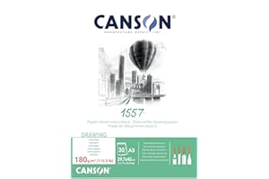 CANSON 1557 - Bloc 30 feuilles de papier dessin blanc A3 - 180g/m²