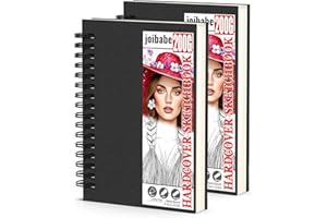 JOIBABE 2 Stück A5 Skizzenbuch,200 g/m² Zeichenblöcke mit Spiralbindung Dickes Papier-80 Blatt /160 Seiten-Skizzenbücher mit festem Einband-Professionnelle Zeichenbuch für Kinder & Erwachsene für Skizzen