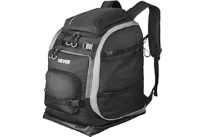 VEVOR Ski Boot Bag, 70L, Snowboard Boots Travel Backpack for Men Women, with Waterproof Exterior & Bottom, Durable 1680D Oxford, Bag for Skis, Snowboard, Helmet, Goggles, Gloves, Accessories (Black)