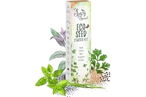 Sprig & Sprout Eco Seeds Starter Kit with Basil, Chives, Mint, Oregano and Parsley 5 Plant Tags 5 Germination Pellets | Grow Your Own Herb Garden