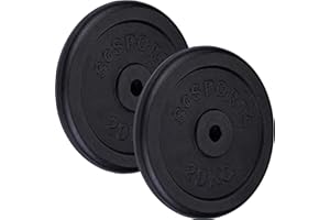ScSPORTS® Jeu de Disques d'Haltères - Plaques de 20/25/30 kg, Ø 30/31 mm, en Fonte, Noir - Set de Poids d'Haltères, Disques de Fitness, Haltères Longs, Musculation