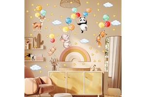 AIBAOBAO Naklejka na ścianę do pokoju dziecięcego, naklejka na ścianę z motywem zwierzęcym, z motywem zwierzęcym, zając, słoń, lis, żyrafa, tatuaż ścienny dla chłopców i dziewczynek, do pokoju