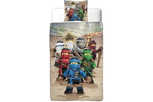Ninjago Jungen Bettwäsche Set · Kinderbettwäsche · Lego Motiv BE COOL · 2 teilig · Kissenbezug 80x80 + Bettbezug 135x200 cm · 100% Baumwolle in glatter Renforcé Qualität