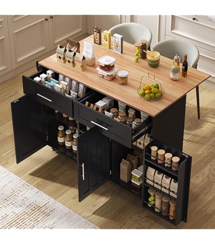 Desserte De Cuisine à Roulettes,Buffet Avec Plateau De Table Pliable