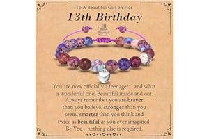 KORAS 13th 14th 15th 16th 17th 18th Birthday Gifts for Girls, Heart Charm Beaded Bracelet 13th-18th Birthday Bracelet Gift, 13-18 Year Old Gifts for Girls
