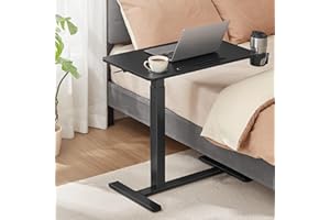 ‎VASAGLE VASAGLE Beistelltisch mit Rollen, mobiler Stehtisch, 70 x 40 cm große Tischplatte, verstellbare Höhe, 2 Getränkehalter, Schlitz für Handy oder Tablet, tintenschwarz LSD600B01