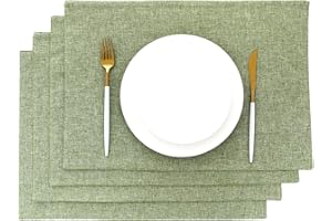 AOKSUNOVA Juego de 4 manteles individuales de tela, 48 x 33 cm, color verde