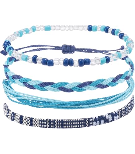 Bracelet Brésilien D'amitié En Fil De Coton Ciré - Tressé Bleu Ciel Et Multicolore - Neuf Sans Emballage