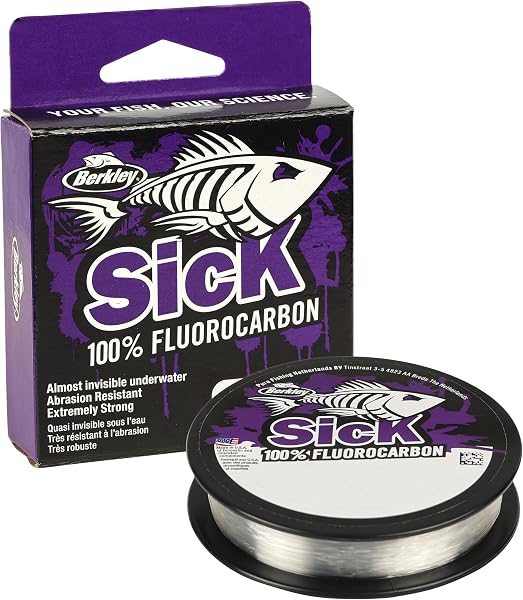 Berkley Sick Fluorocarbon-Vorfachmaterial – durchsichtige Fluoro-Carbon-Angelschnur, schnell sinkendes und unsichtbares Raubfisch-Angelvorfach, 50 m - 1