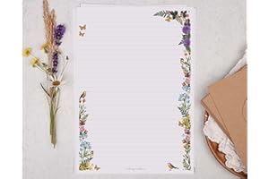 Making Meadows A4 Luxury Writing Paper Set Floral Design (20 Sheets & 10 envelopes), Perfect for Letter Writing, Lined Writing Paper and envelopes
