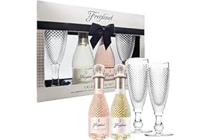 TOPLINE Sparkling Wine Celebration Gifts for Couples - Extra Dry Wine 20cl, Rose Sparkling Wine 20cl & Two Flute Glasses. Great for Birthday Gifts, Christmas Gifts for Women