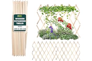 MY GARDEN OUTDOOR LIVING MY GARDEN Trellis Expandable Wooden Garden Trellis Durable Brass Pinned, Water-Treated Fir Wood Trellis for Climbing Plants Expands Up to 6Ft Ideal for Plants, Flowers, and Vegetables (180 X 60 CM)