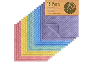 Green Dodo Swedish Dishcloths for Kitchen - 15 Pack - Eco Friendly Biodegradable & Sustainable Sponge Kitchen Cloth - Absorbent & Odour Free Dish Cloths for Kitchen - Paper Towel Alternative