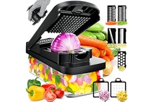 Enleber Coupe Legumes Multifonctions, Professionnelle Mandoline Cuisine,Trancheur de Légumes Manuel,Coupe Legume Cube Oignon Carotte Concombre Tomates Fruits