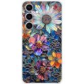 PrintiFy Samsung Galaxy S25 FE ile Uyumlu Vitray M&uuml;cevher Flora Tasarımlı Şeffaf Silikon Kılıf