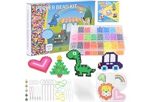 LUXECOVE Juego de cuentas para planchar de 5 mm, juego completo de 7000 hama cuentas con accesorios, cuentas para planchar de 24 colores adecuadas para manualidades, regalos de cumpleaños y Navidad