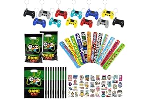 HEAWAA 39 Pièces Jeu Vidéo Fournitures de Fête Enfants de Jeu Vidéo, Pinata porte-clés d’anniversaire jeu bracelet tatouage lumineux sac de bonbons garçon Cadeau d'anniversaire pour enfants