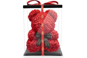 ‎NADIR NADIR 25cm 40cm 70cm Blumenbär Rosenbären mit Schleife/inklusive vorverpackter Geschenkbox/Valentinstag Muttertag Geburtstag Jahrestag Infinity Rosebear Bär aus Rosen Teddybär Blütenbär
