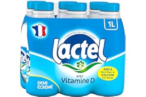 Lactel Lait Demi-Écrémé Enrichi en Vitamine D Set 6 Bouteilles 1 L