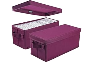 UENTIP Caja de almacenamiento para CD: 33,5 x 15 x 13,5 cm, capacidad para 30 CD en estuches completos, 60 CD en fundas delgadas y 165 CD en caja de CD, color negro