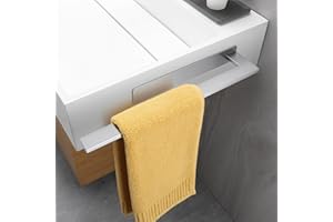 ALOCEO Porta Asciugamani Bagno Adesivo Acciaio inox Portasciugamani da Parete senza Forare Porta Salviette 39CM, Argento