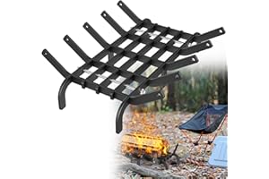 HENGMEI Kaminrost Brennholz Kaminholz Holzregal Gusseisen Kaminroste Kamin Holzrost Feuergitter Kamineinsatz Feuerrost Brennholzhalter mit Stangen für Innenkamine, Outdoor Anzündwerkzeuge (Typ A)