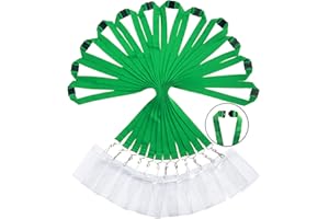 WEZEBEL 12 Pack Breakaway Lanyard with Card Holders, Durable Rainbow Neck Safety Lanyards Straps with Clear Waterproof Name Badge Holders in Bulk, Green+Holders)