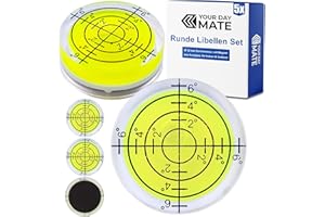Magnetische Libellen Set, 5 Stück, mit Ø 32 mm Durchmesser, runde Wasserwaage mit Luftblase, kleine Libelle Wasser Waage, Nivellierung, Magnet Dosenlibelle für Wohnwagen, Kamera, Spirit Level Bullseye