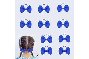 JEZIORO 10Pcs Hair Bows for Girls,Blue Bow Kids Hair Accessories,Toddler Hairband Bands for Girl and Baby,Children's of Cute Fine Headdress Set,fit School Cheerleading,Christmas Hairbands Accessory